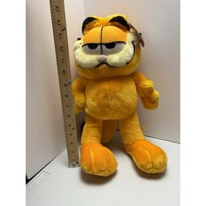 Vintage Large Garfield Plush Stuffed Animal 15" Standing Orange Black Lazy Cat